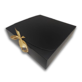 Small Silk Ribbon Closure Design BROWN Kraft Gift boxes (16x16x5Cms) 12Pc Pack - White